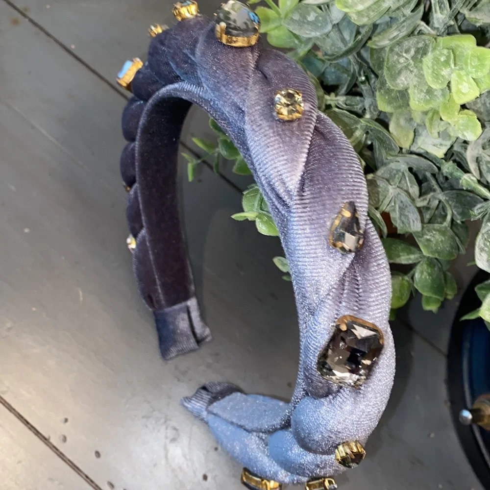 Anthropologie Braided Jeweled Headband in Blue and Black